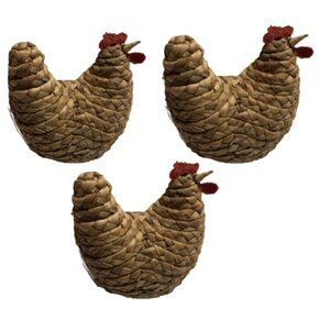 Target Bullseye Braided Straw Hen Figurine 2023 Farmhouse Easter Décor 3 Pk